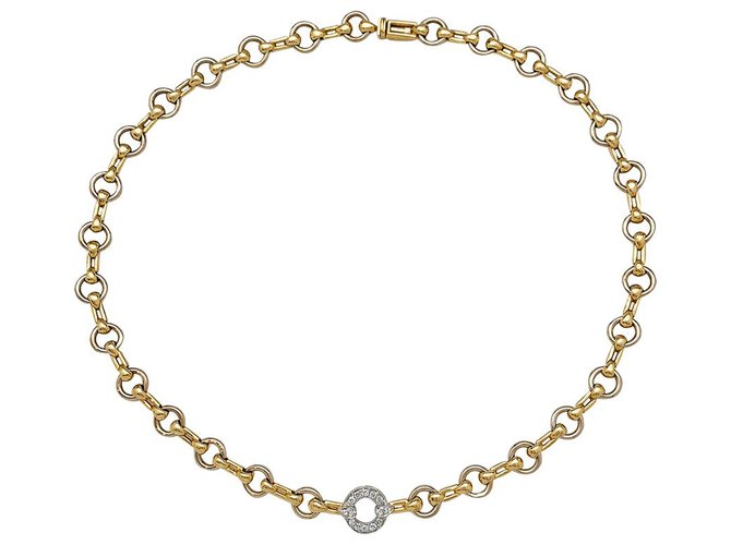 Cartier two-gold necklace, diamants. White gold Yellow gold Pink gold  ref.302481