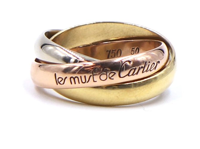 Love Cartier 18K 750 Tamaño tricolor del anillo de la trinidad 50 Multicolor Oro blanco  ref.302483