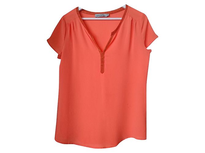 Autre Marque IT HIPPIE Top Orange aus Polyester mit Lurex Mesh Rand S