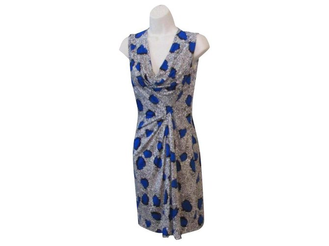 Diane Von Furstenberg DvF Noe Cheeta Island Blue Diamond dress Black White Silk  ref.302561
