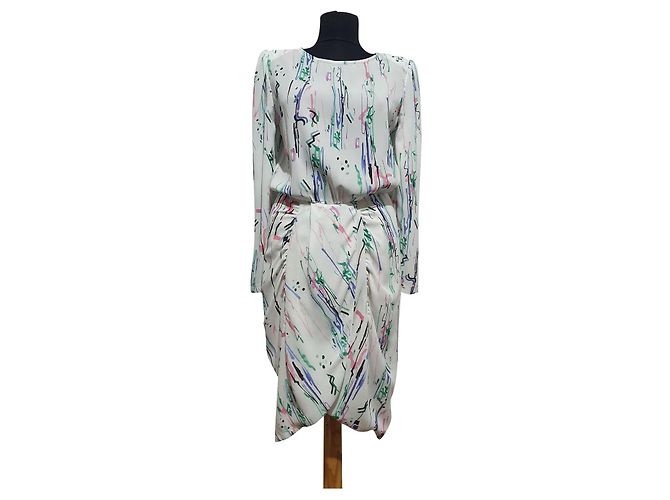 Vestido midi drapeado Isabel Marant de seda estampado abstracto Multicolor