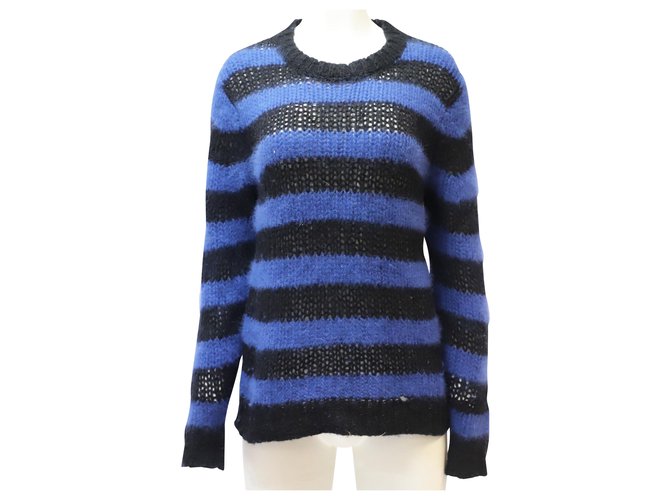 Marc by Marc Jacobs Blue and Black Striped Angora Sweater Navy blue  ref.302598