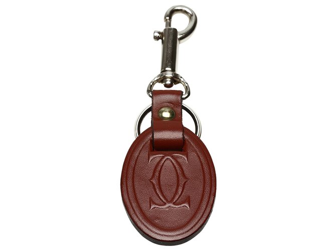 Cartier Red Must de Cartier Key Holder Silvery Leather Pony style