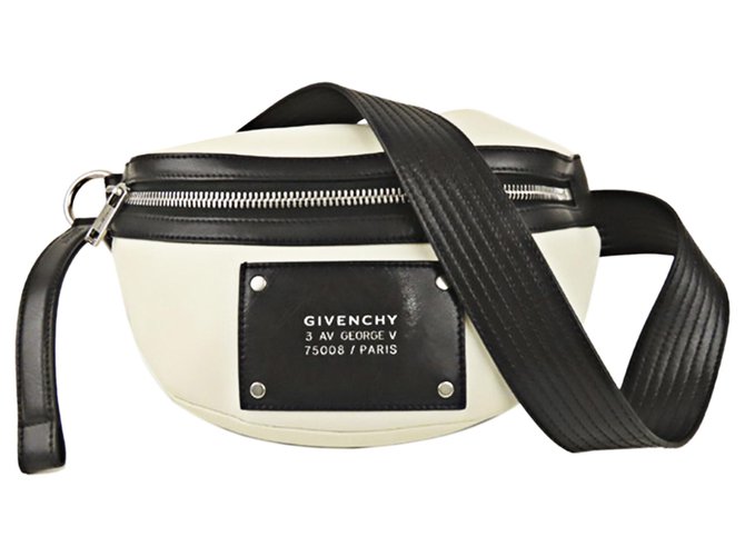 Bolsa com cinto de couro Givenchy White Tag Preto Branco Cru Bezerro-como bezerro  ref.302809