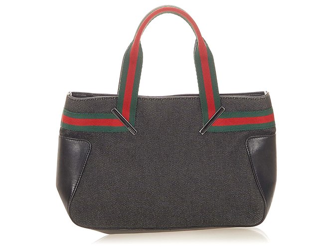 gucci black bolsa with red and green