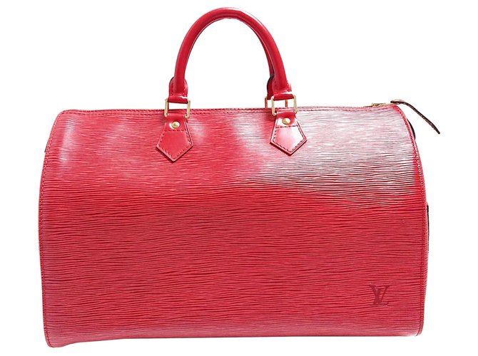 Louis Vuitton Speedy 35 Red Epi Leather Satchel 