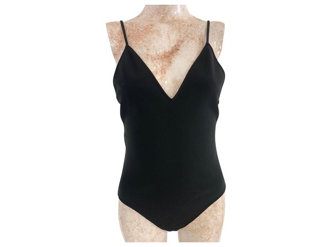 Thierry Mugler Black Sleeveless Bodysuit Viscose Cellulose fibre  ref.302870
