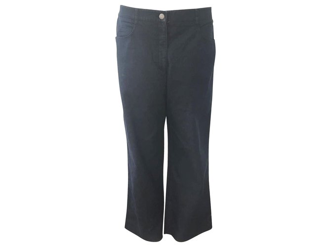 Chanel Wide Leg Jeans Blue Navy blue Cotton  ref.302872