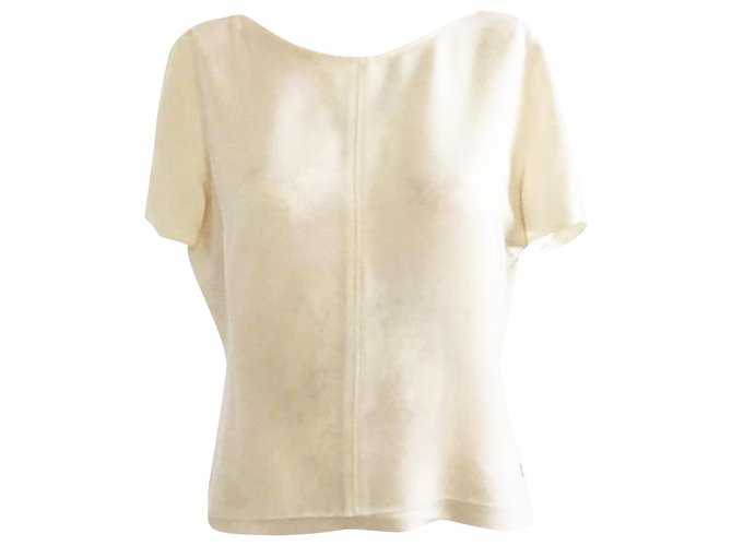Chanel Elfenbein Polyester Shirt Weiß Roh  ref.302889