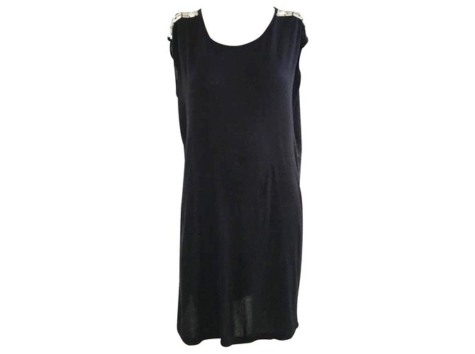 Givenchy Vestido preto enfeitado Viscose Fibra de celulose  ref.302906