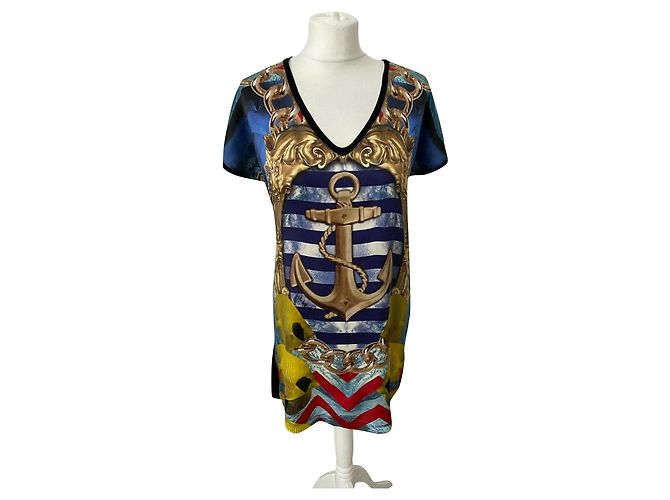 Philipp Plein Vestido de seda con estampado distintivo "Cherry" Multicolor