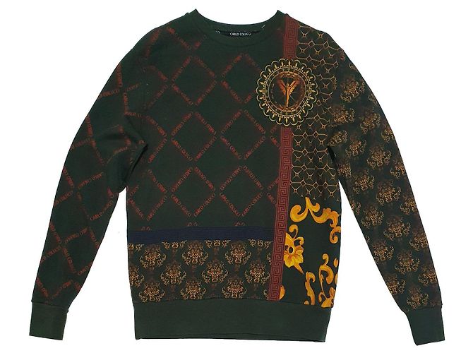 Autre Marque CARLO COLUCCI Sweatshirt Grün Baumwolle Größe S Mehrfarben