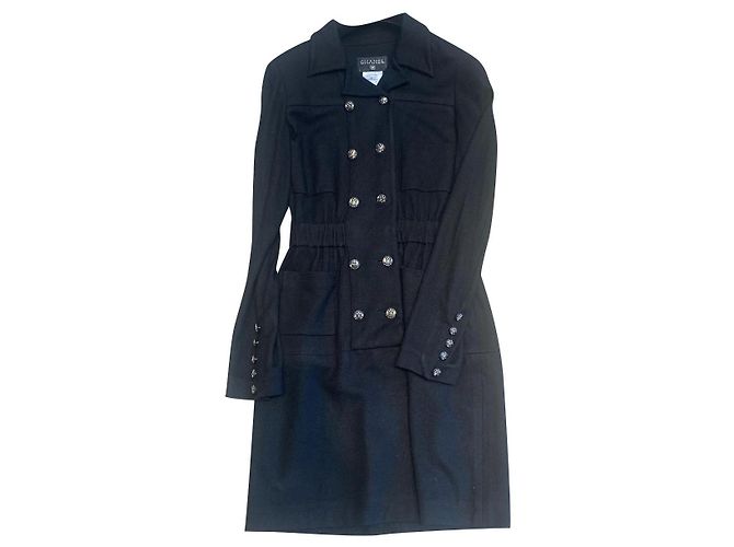 Chanel Kleider Schwarz Wolle