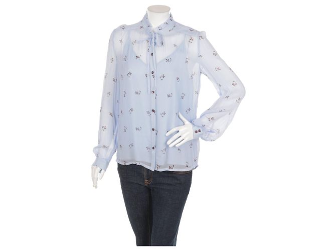 Camisa Baum und Pferdgarten de viscosa azul gris M