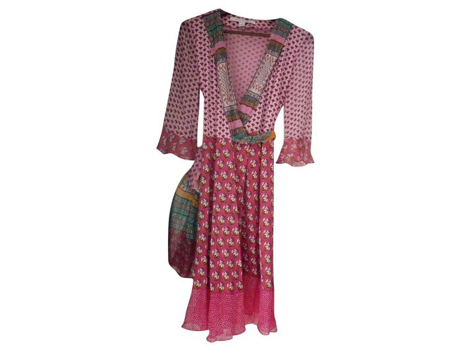 Diane Von Furstenberg DVF silk wrap dress Pink  ref.303109