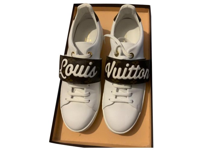 Sneakers Frontrow Louis Vuitton Cuir Blanc  ref.303110
