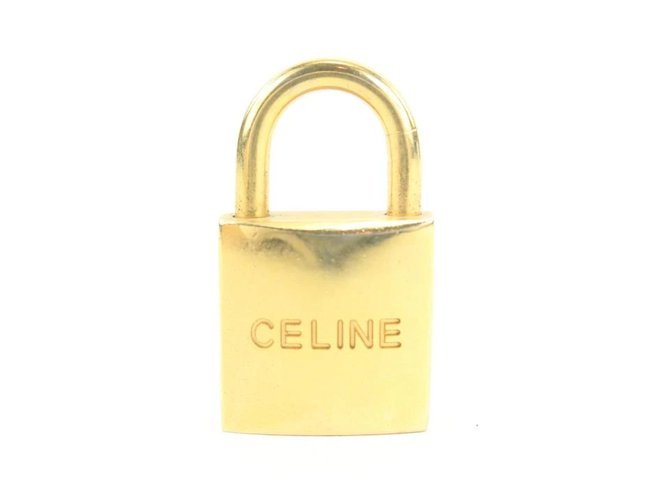 Céline Cadena de ouro e chaves cadena conjunto pingente bolsa charme Ouro branco  ref.303327