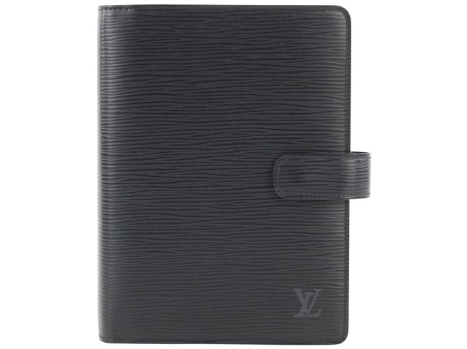 Louis Vuitton Black Epi Leather Noir Medium Ring Agenda MM