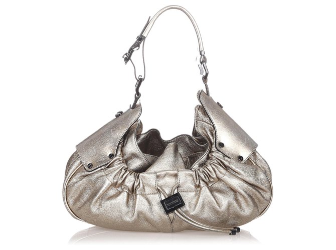 Burberry Silver Leather Shoulder Bag Silvery  - Joli Closet