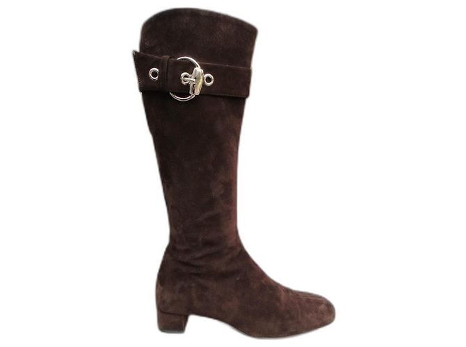 Gucci Suede Boots Dark Brown Size 36