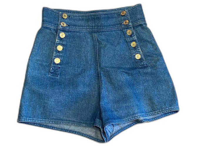 Chanel Pantalones cortos Azul Algodón  ref.302977