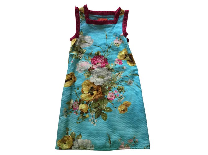 Three-hole cotton piqué dress, Manoush Light blue  ref.303289