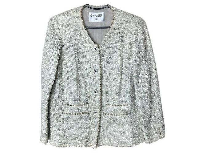Giacca Chanel Beige e Verde in Cotone 