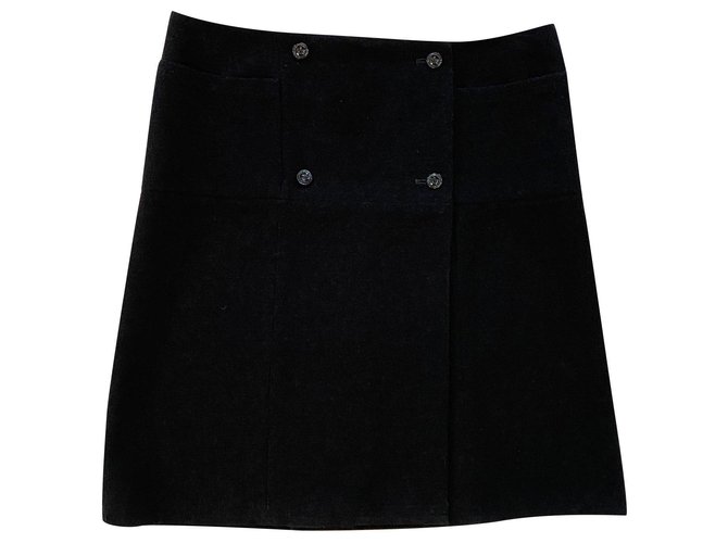 Chanel Skirts Black Silk Wool Tweed Polyamide  ref.303504
