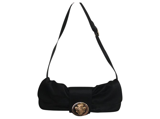 Gucci Clutch bags Black Leather Silk  ref.303558