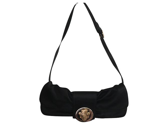 Clutch Gucci de cuero y seda negro