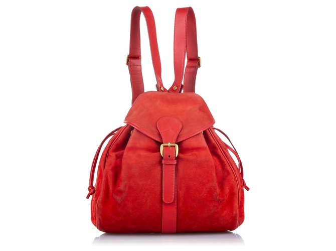 red suede backpack