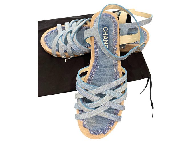 Chanel Sandals Blue Denim  ref.303865