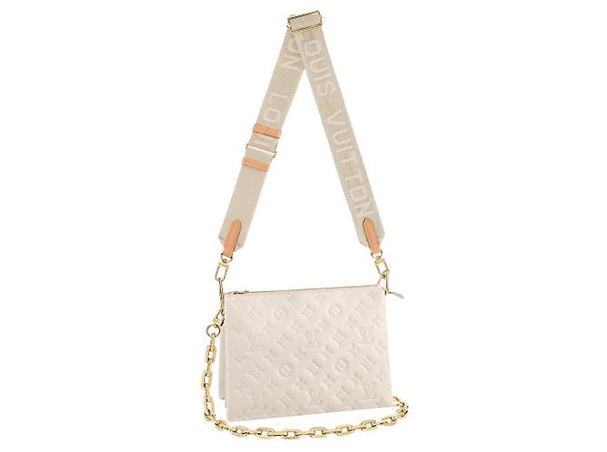 Coussin Louis Vuitton Couscin PM Handtasche beige Leder
