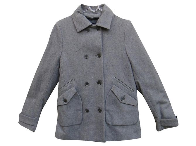 Chaquetón Lacoste Gris de Lana y Algodón Talla 40