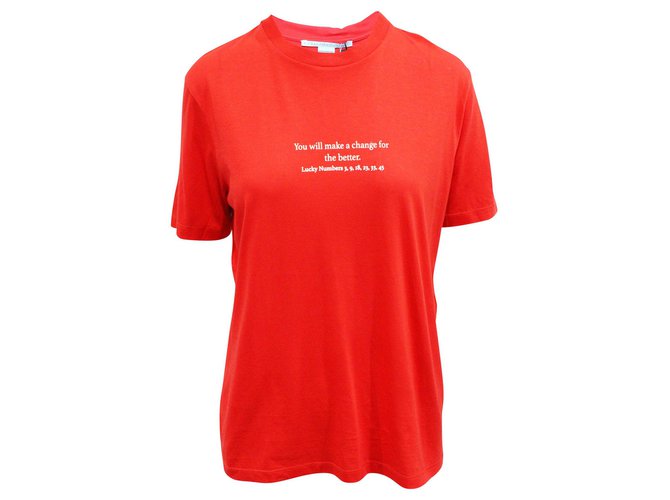 Stella Mc Cartney T-shirt in jersey di cotone stampato Rosso  ref.304072