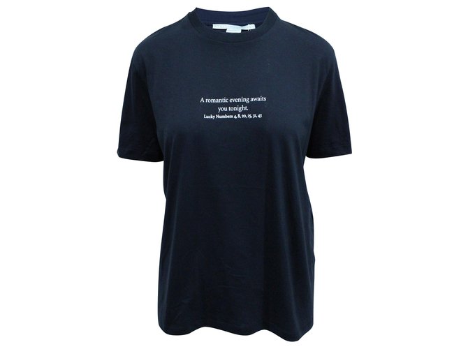 Stella Mc Cartney Camiseta de malha de algodão estampada marinho Azul Azul marinho  ref.304085