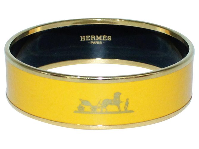 Hermès Bracelet jonc Calèche émail jaune  ref.304104