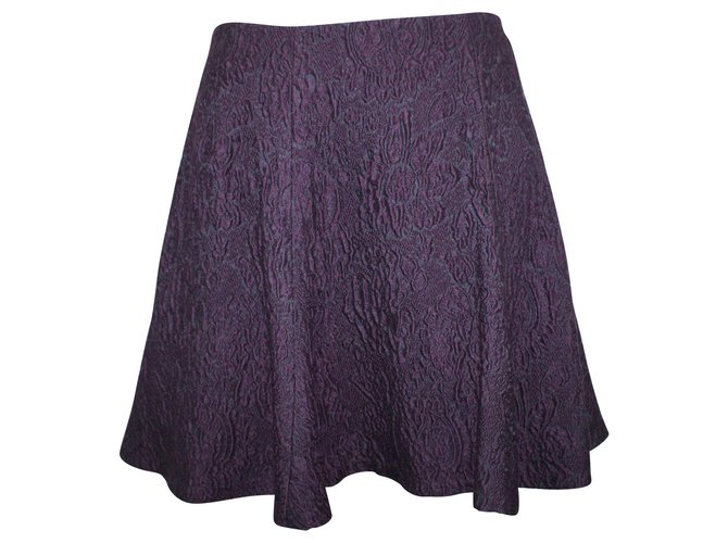 Alice + Olivia Purple Pattern Flare Skirt Acrylic  ref.304196