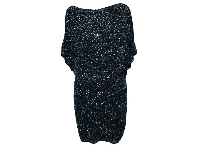 Aidan Mattox Schwarzes Paillettenkleid