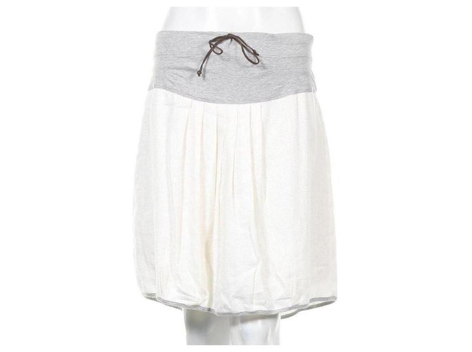 Brunello Cucinelli Skirts White Grey Linen  ref.304236