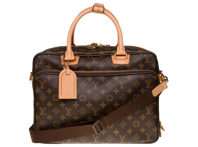 Louis Vuitton Alize travel bag in monogram canvas and natural leather, New condition Brown Cloth  ref.304237