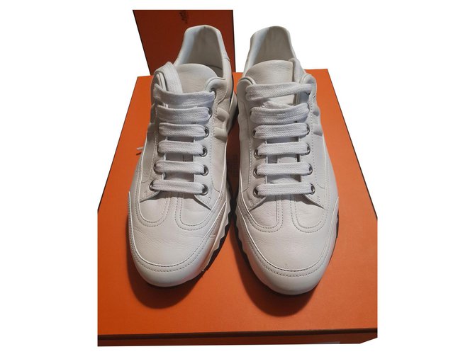 Hermès Femme Trail-Sneaker Weiß Leder  ref.304525