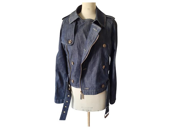 Armani Jeans Denim Biker Jacket Blue