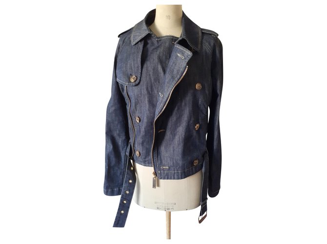Armani Jeans Biker jackets Blue Denim  ref.304548