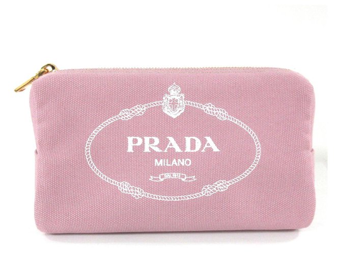Prada Clutch Bag Pink Leinwand  ref.304833