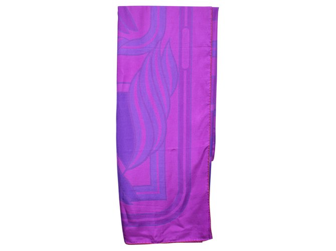Hermès Purple Print Shawl 140 Silk  ref.304924