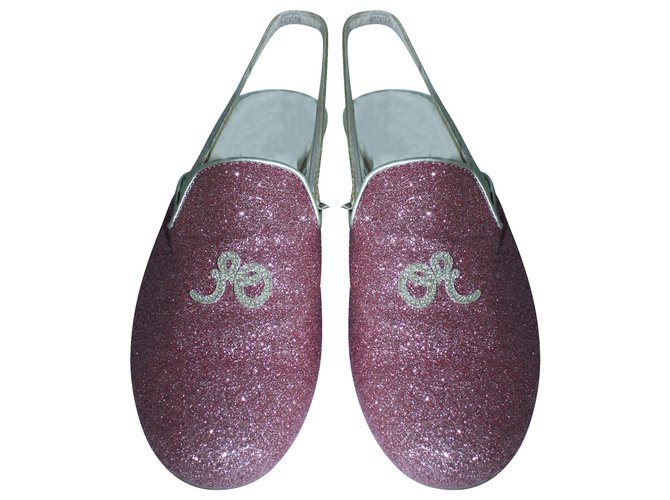 Dior Zapatos de tirantes con purpurina rosa Cuero  ref.304931