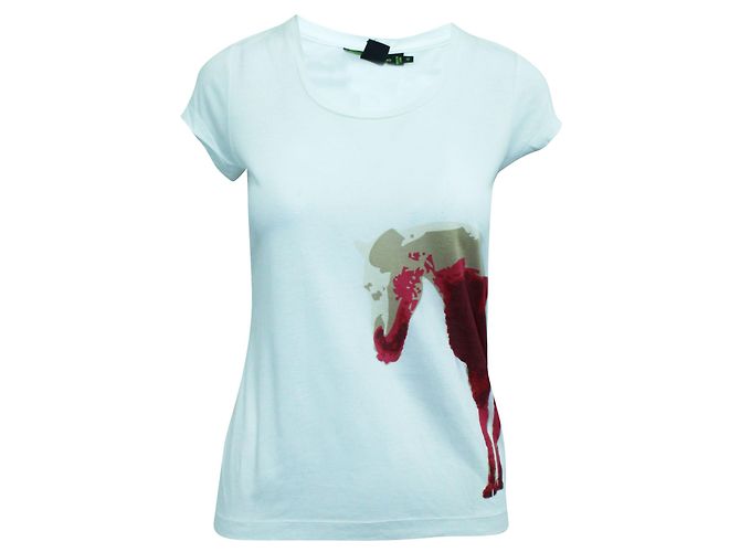 Shanghai Tang Camiseta blanca con estampado de caballos Blanco