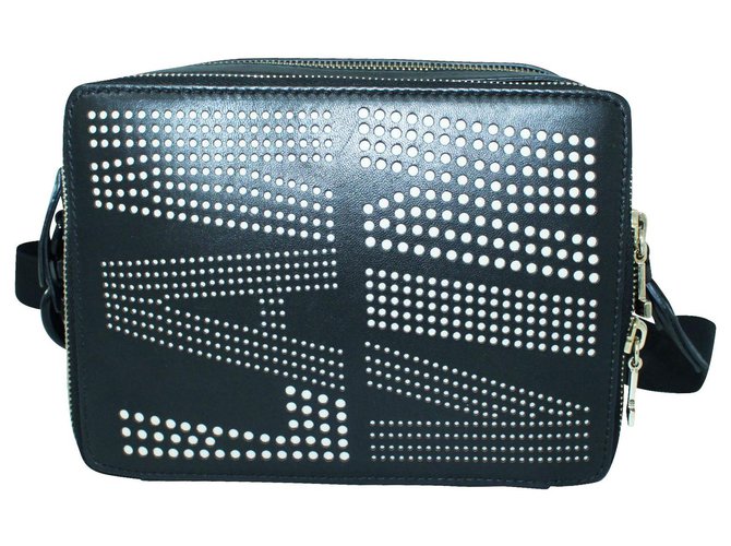 Lanvin Black Laser Cut Shoulder Bag Leather  ref.304988