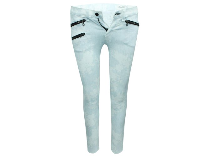 Rag & Bone White Striped Jeans Cotton  ref.304990